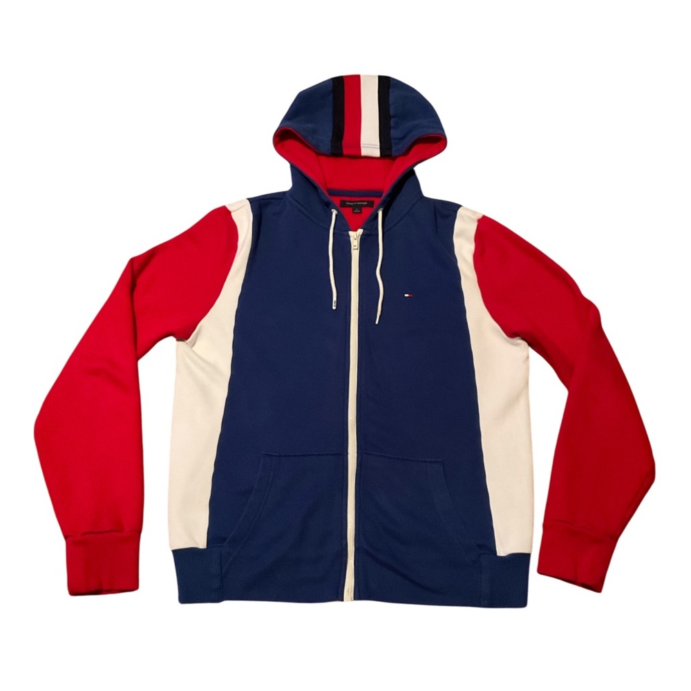 Tommy Hilfiger Red, White and Blue Zip Up Hooded Fleece